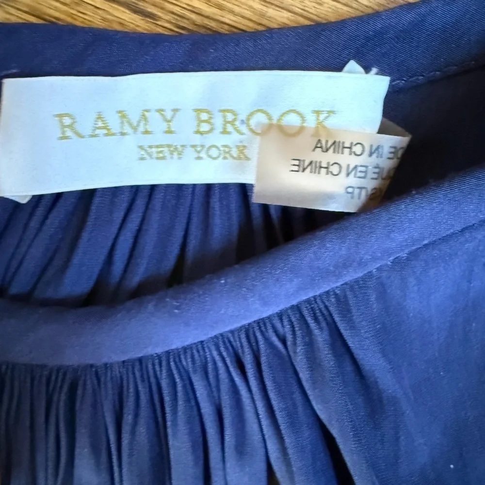 Ramy Brook Piper Reversible Sleeveless Halterneck Pleated Tank Top Blue size XS
